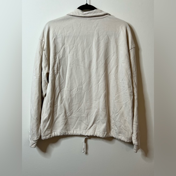 Women Long Sleeve 1/4 Zip Pullover Sweatshirt BEIGE - Picture 4 of 4